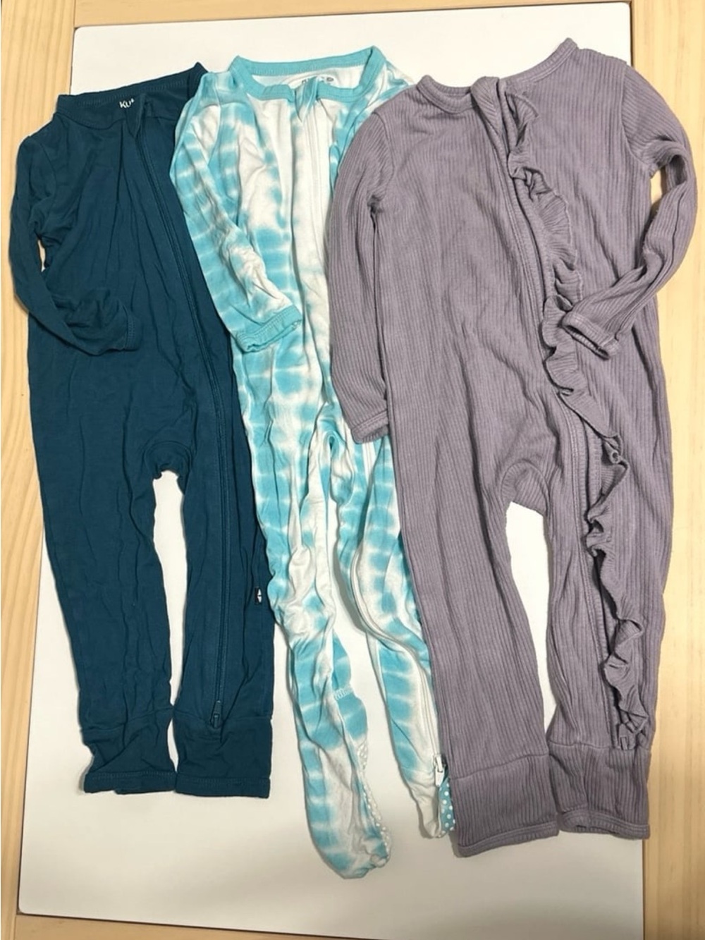 Kyte Baby Romper Footie Lot 12-18m Loch Robin Riptide Haze Ribbed